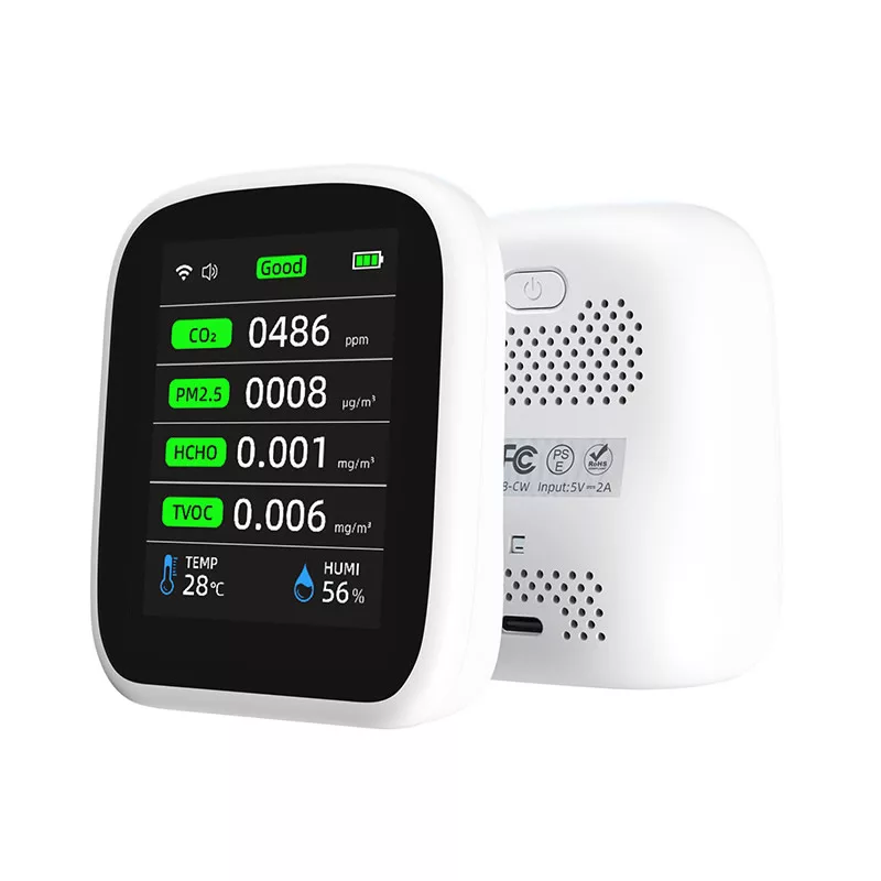 8-in-1 Air Quality Monitor PM2.5 CO2 TVOC HCHO Detector NDIR Sensor Tuya Smart APP Control Wifi